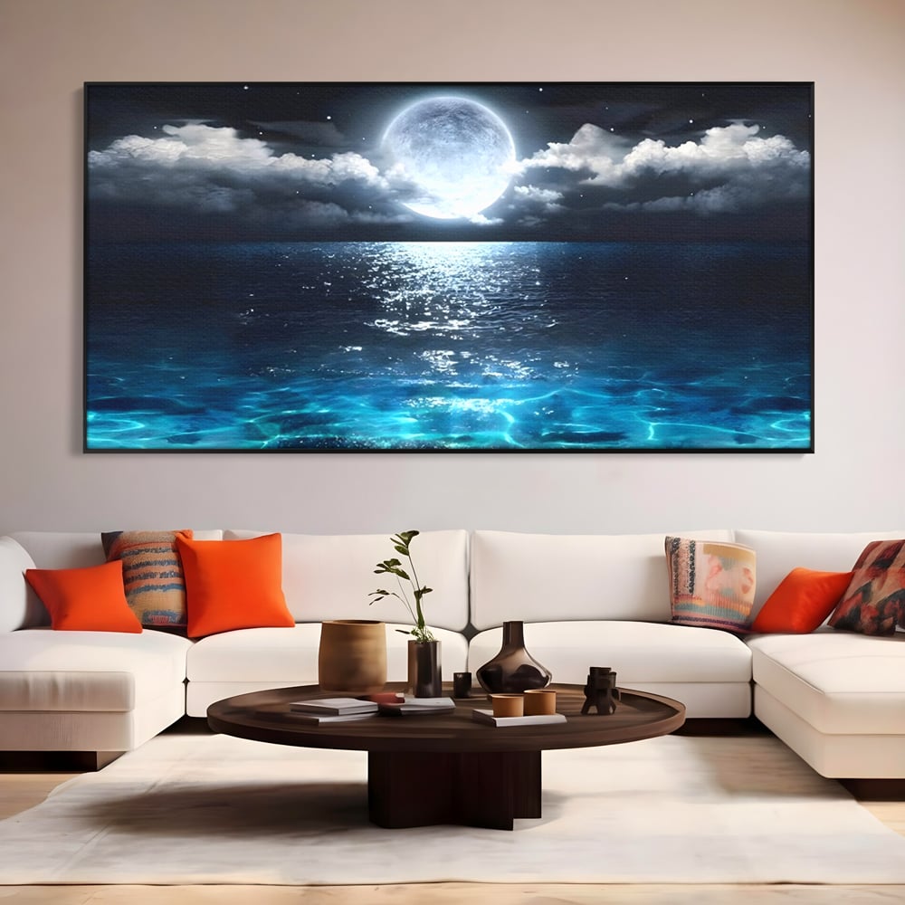 Tablou Canvas Premium, LuxCanva® C1254, Midnight Over The Sea, Relaxare, Game Room, Kids Room Culori Vibrante