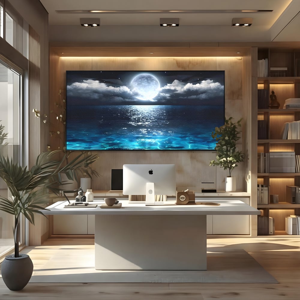 Tablou Canvas Premium, LuxCanva® C1254, Midnight Over The Sea, Relaxare, Game Room, Kids Room Culori Vibrante