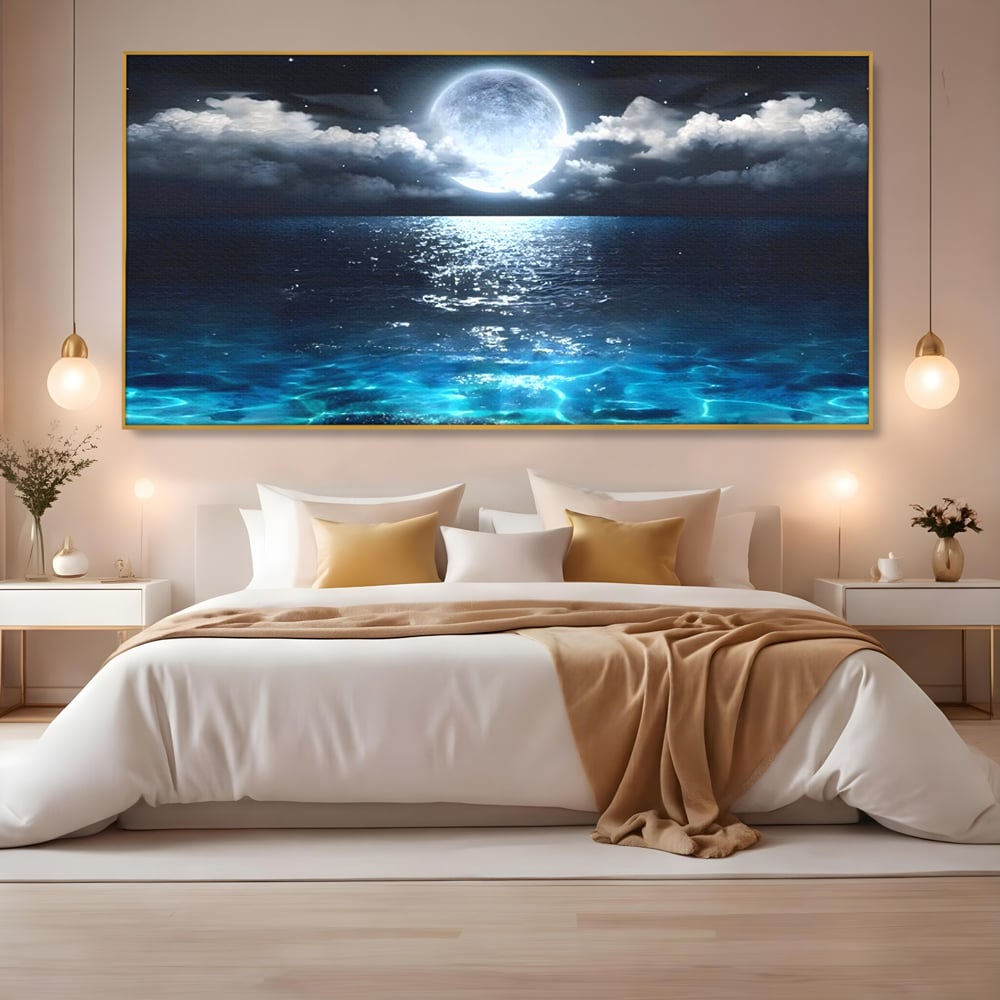 Tablou Canvas Premium, LuxCanva® C1254, Midnight Over The Sea, Relaxare, Game Room, Kids Room Culori Vibrante