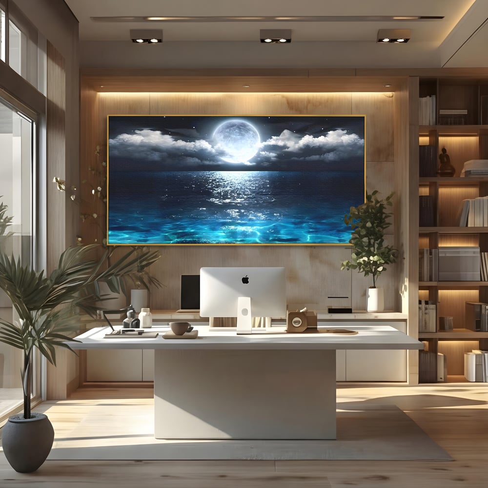 Tablou Canvas Premium, LuxCanva® C1254, Midnight Over The Sea, Relaxare, Game Room, Kids Room Culori Vibrante