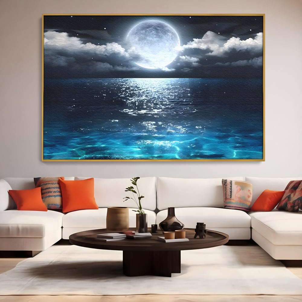 Tablou Canvas Premium, LuxCanva® C1254, Midnight Over The Sea, Relaxare, Game Room, Kids Room Culori Vibrante