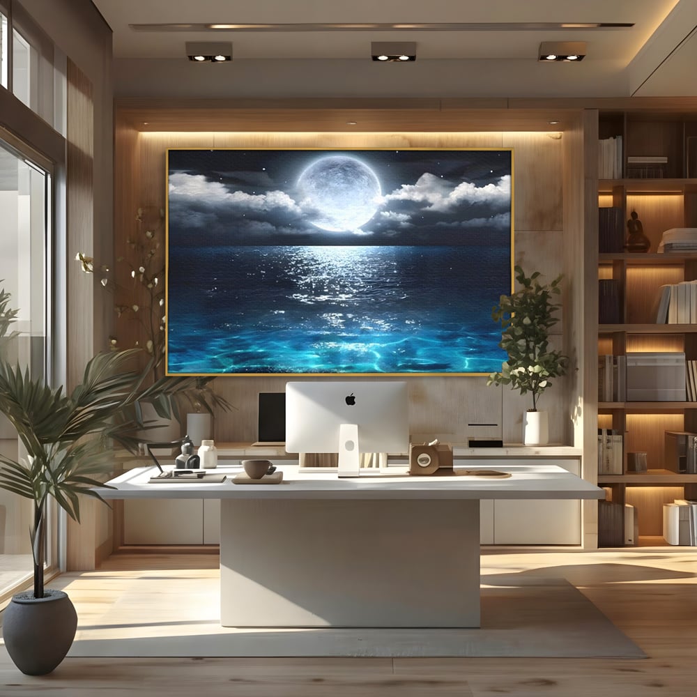 Tablou Canvas Premium, LuxCanva® C1254, Midnight Over The Sea, Relaxare, Game Room, Kids Room Culori Vibrante
