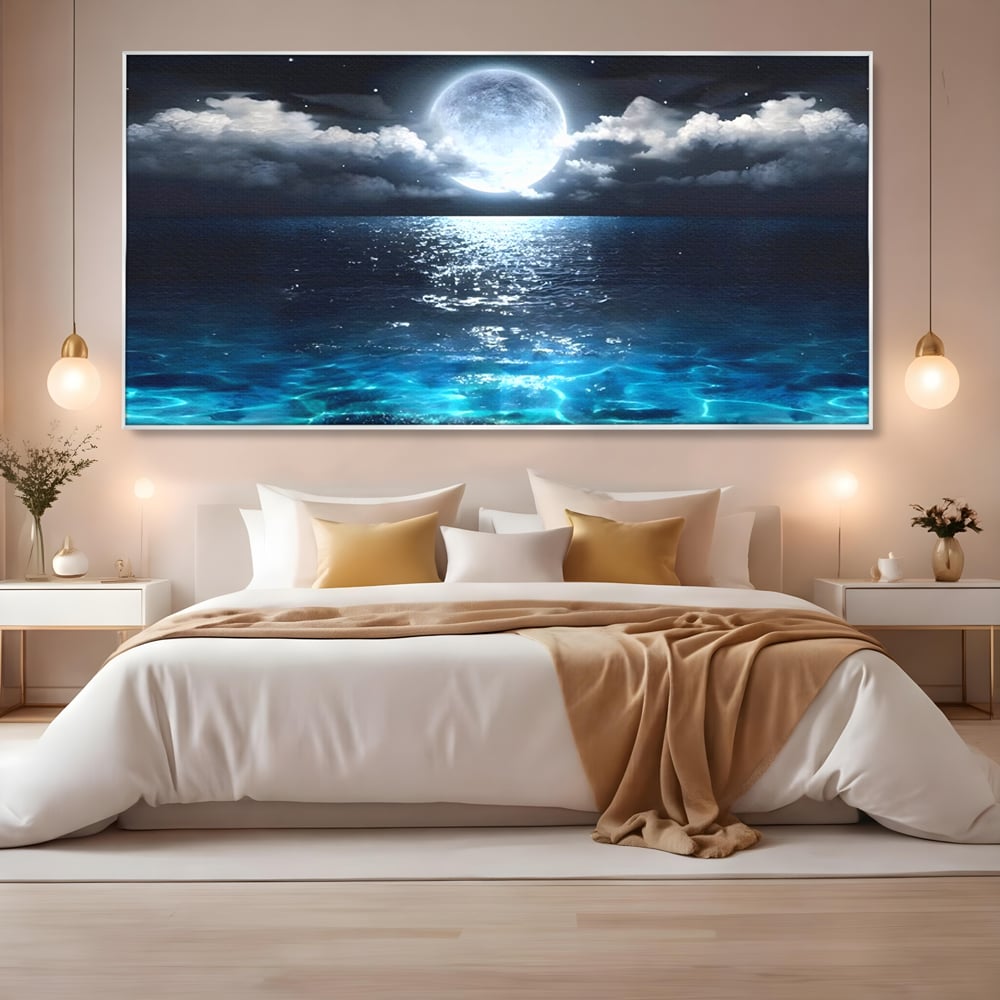Tablou Canvas Premium, LuxCanva® C1254, Midnight Over The Sea, Relaxare, Game Room, Kids Room Culori Vibrante