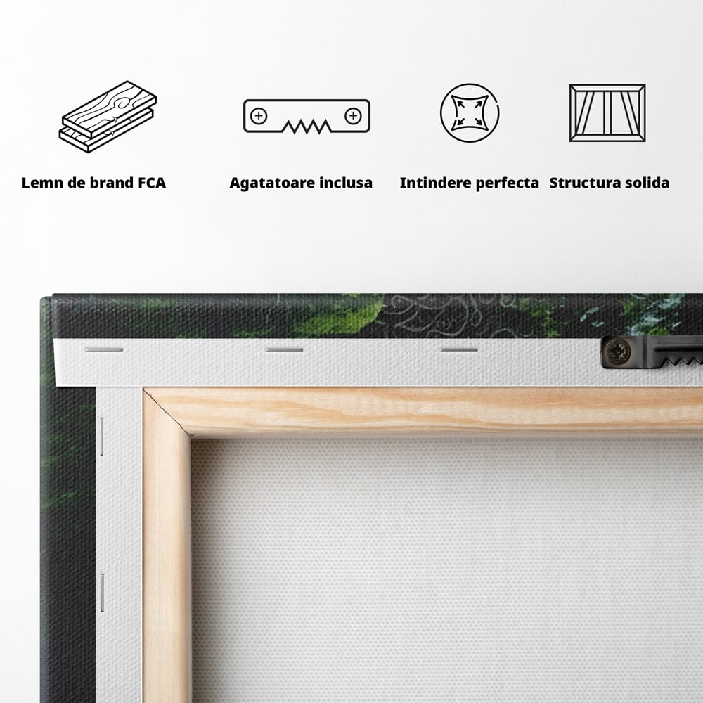 Leinwand Wandbilder Premium, LuxCanva® C1258, Wald bedeckt Buddha, entspannend, Wohnzimmer, lebendige Farben