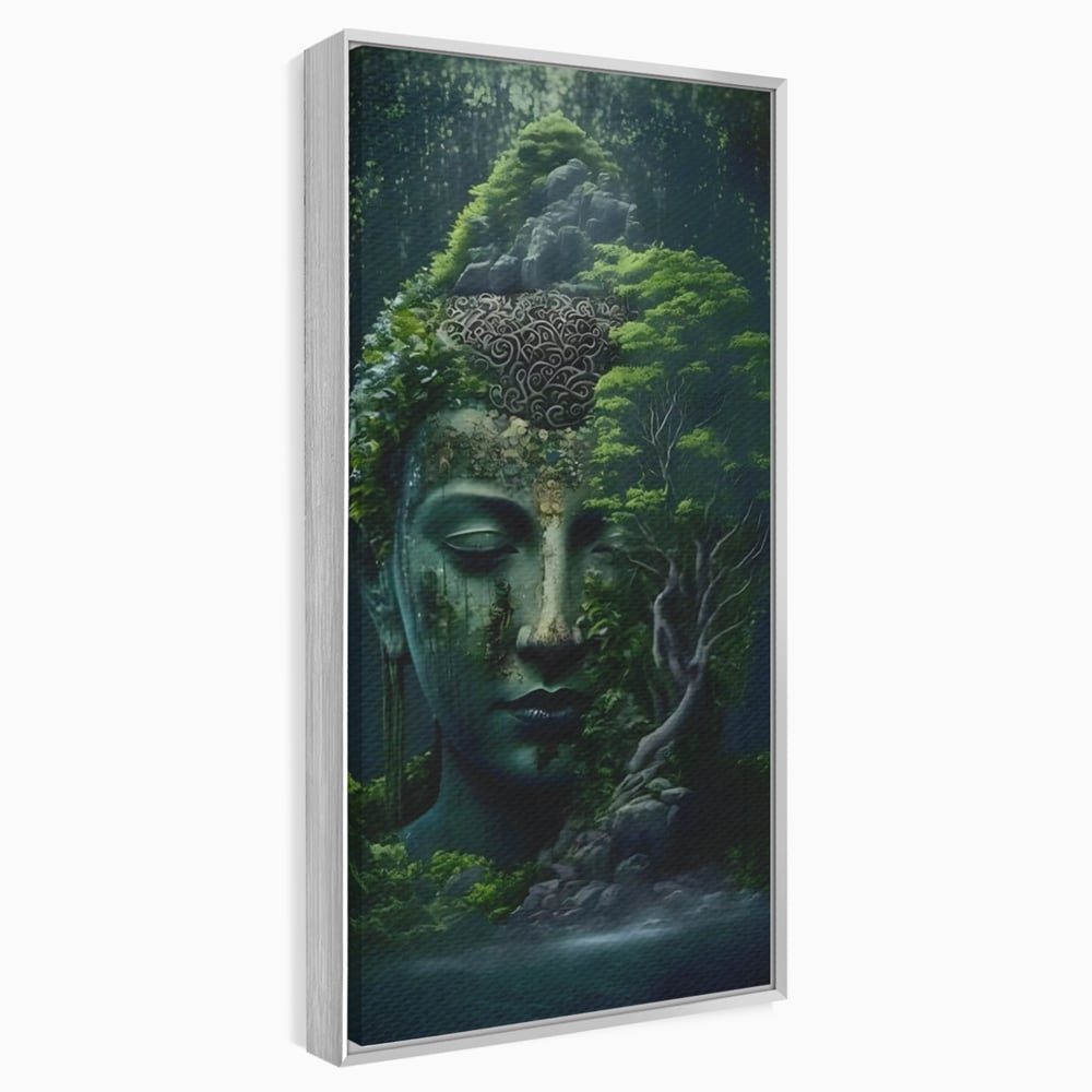 Leinwand Wandbilder Premium, LuxCanva® C1258, Wald bedeckt Buddha, entspannend, Wohnzimmer, lebendige Farben