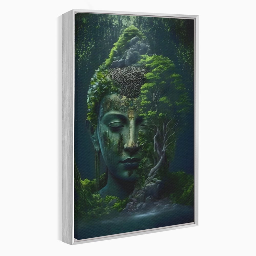 Leinwand Wandbilder Premium, LuxCanva® C1258, Wald bedeckt Buddha, entspannend, Wohnzimmer, lebendige Farben
