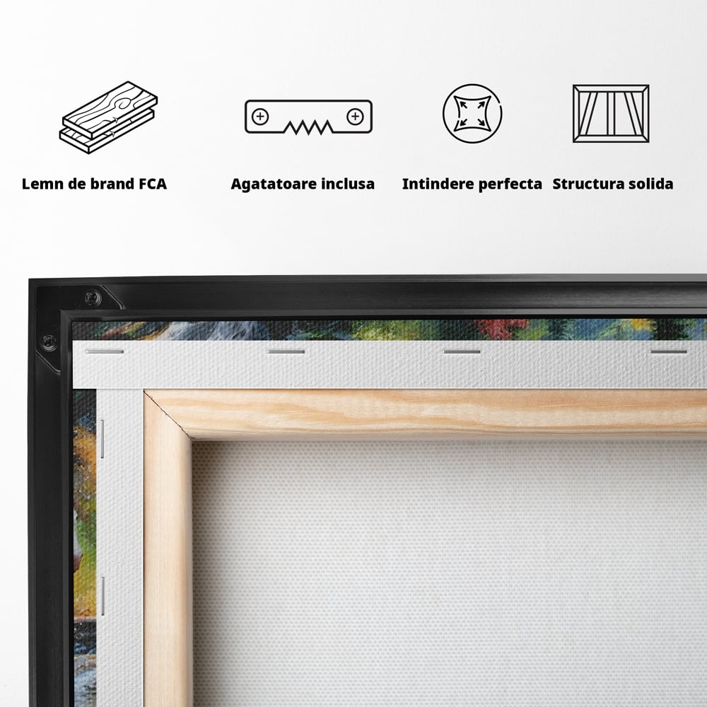 Tablou Canvas Premium, LuxCanva® C1259, Cai Galopand In Salbaticie, Relaxare, Living Room, Culori Vibrante