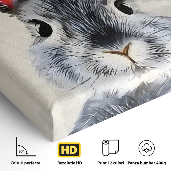 Tablou Canvas Premium, LuxCanva® C1260, Funny Bunny, Relaxare, Kids Room, Culori Vibrante