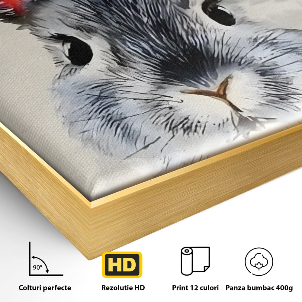 Tablou Canvas Premium, LuxCanva® C1260, Funny Bunny, Relaxare, Kids Room, Culori Vibrante
