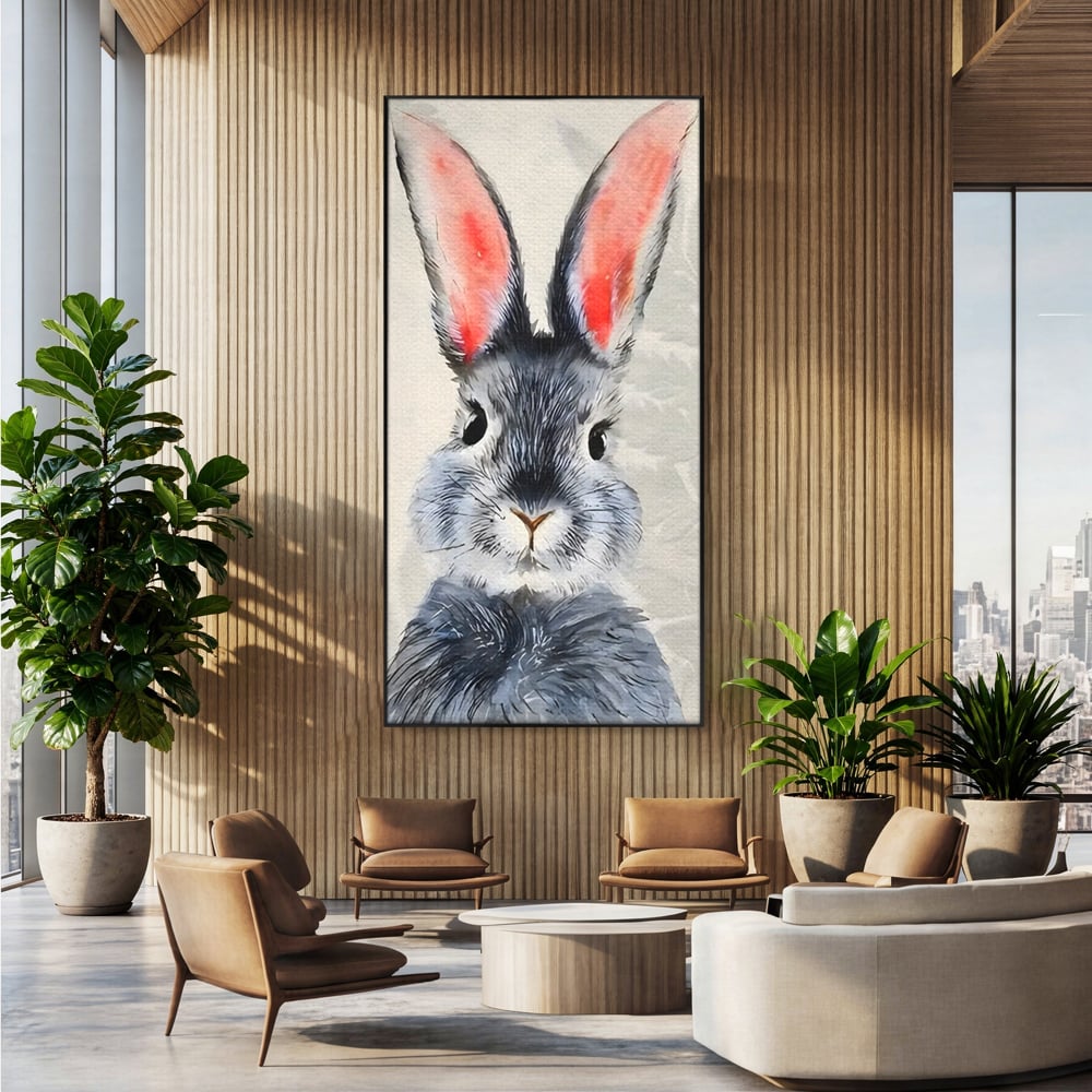Tablou Canvas Premium, LuxCanva® C1260, Funny Bunny, Relaxare, Kids Room, Culori Vibrante