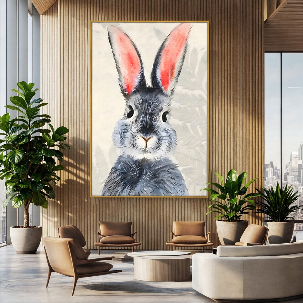 Tablou Canvas Premium, LuxCanva® C1260, Funny Bunny, Relaxare, Kids Room, Culori Vibrante