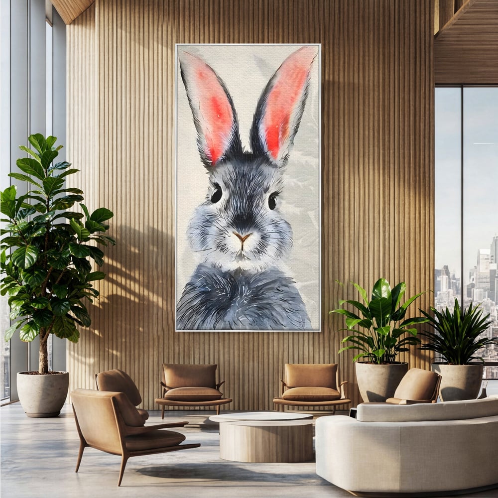 Tablou Canvas Premium, LuxCanva® C1260, Funny Bunny, Relaxare, Kids Room, Culori Vibrante