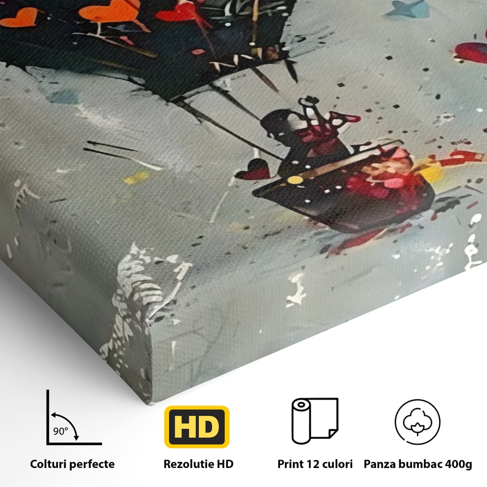 Leinwand Premium Canvas Wandbilder, LuxCanva® C1265, Fliegende Herzen, Entspannend, Liebe, Herz, Wohnzimmer, Lebendige Farben