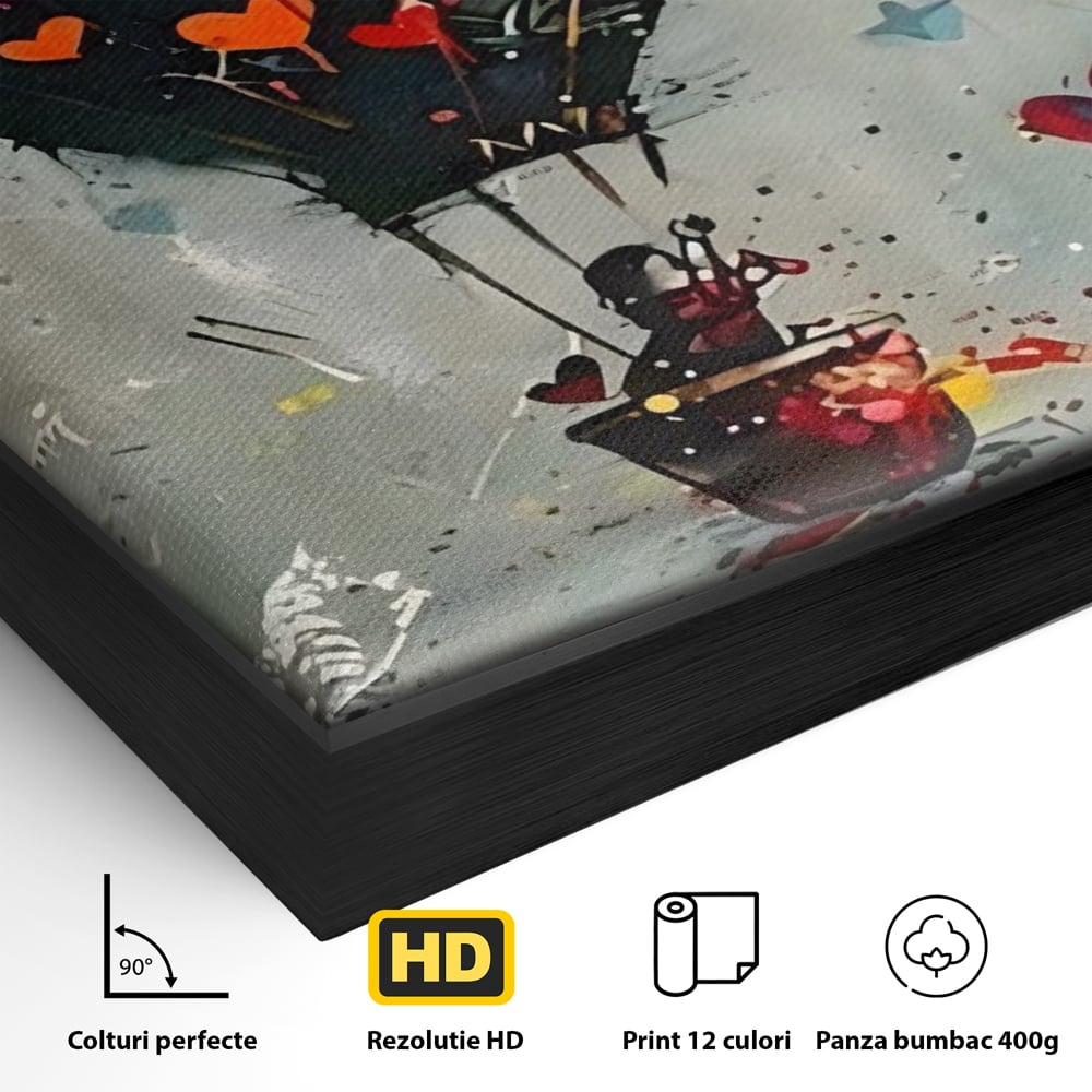 Leinwand Premium Canvas Wandbilder, LuxCanva® C1265, Fliegende Herzen, Entspannend, Liebe, Herz, Wohnzimmer, Lebendige Farben