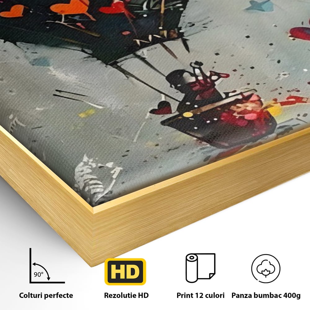 Leinwand Premium Canvas Wandbilder, LuxCanva® C1265, Fliegende Herzen, Entspannend, Liebe, Herz, Wohnzimmer, Lebendige Farben
