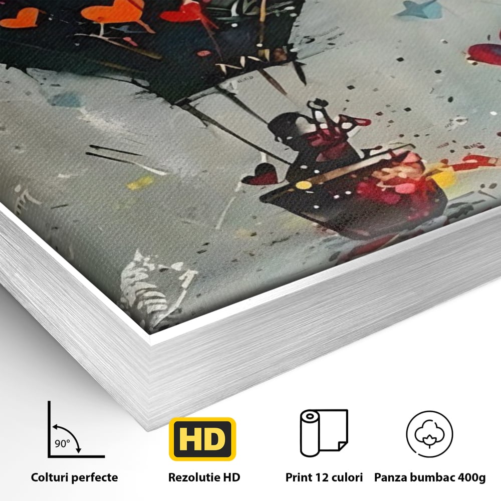 Leinwand Premium Canvas Wandbilder, LuxCanva® C1265, Fliegende Herzen, Entspannend, Liebe, Herz, Wohnzimmer, Lebendige Farben