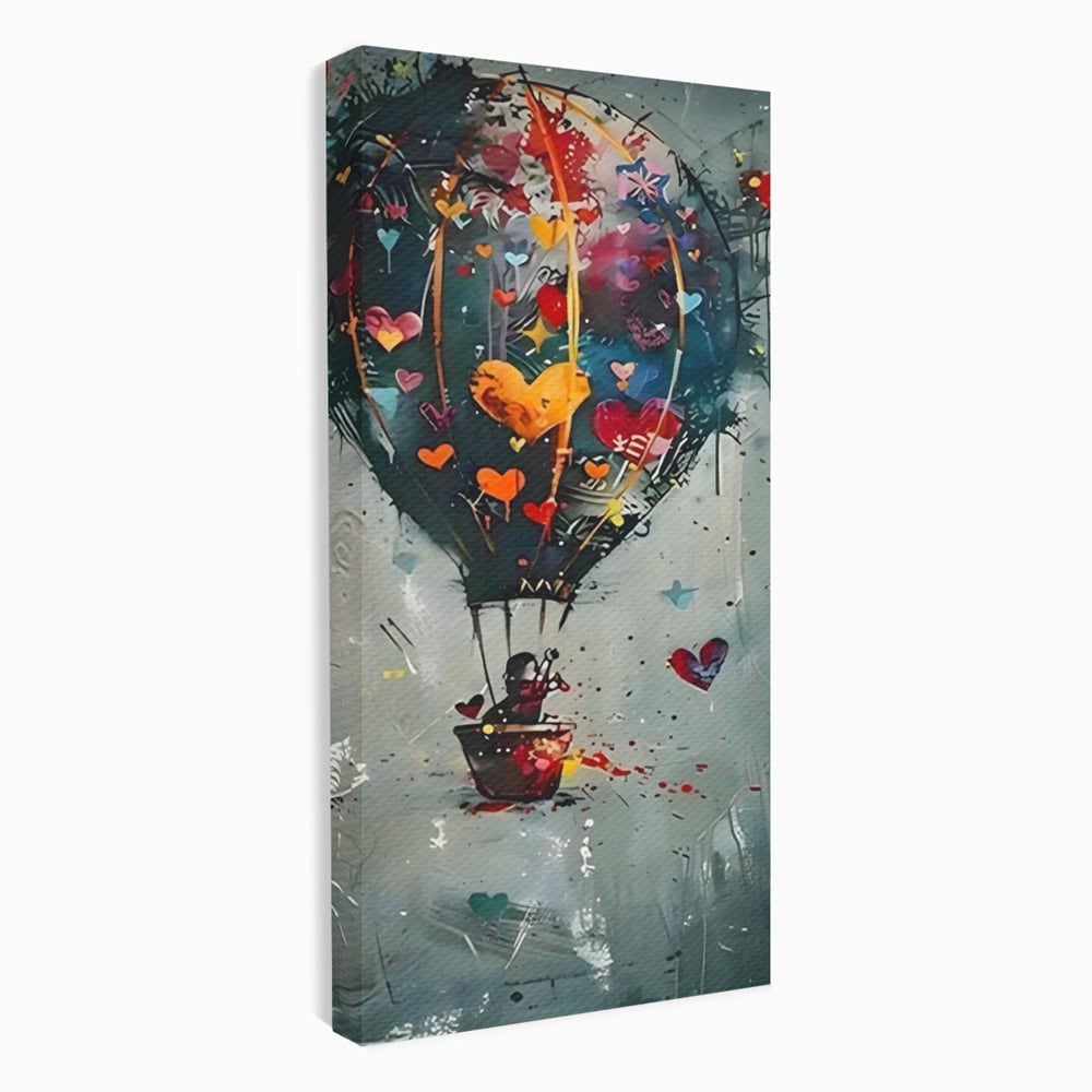 Leinwand Premium Canvas Wandbilder, LuxCanva® C1265, Fliegende Herzen, Entspannend, Liebe, Herz, Wohnzimmer, Lebendige Farben