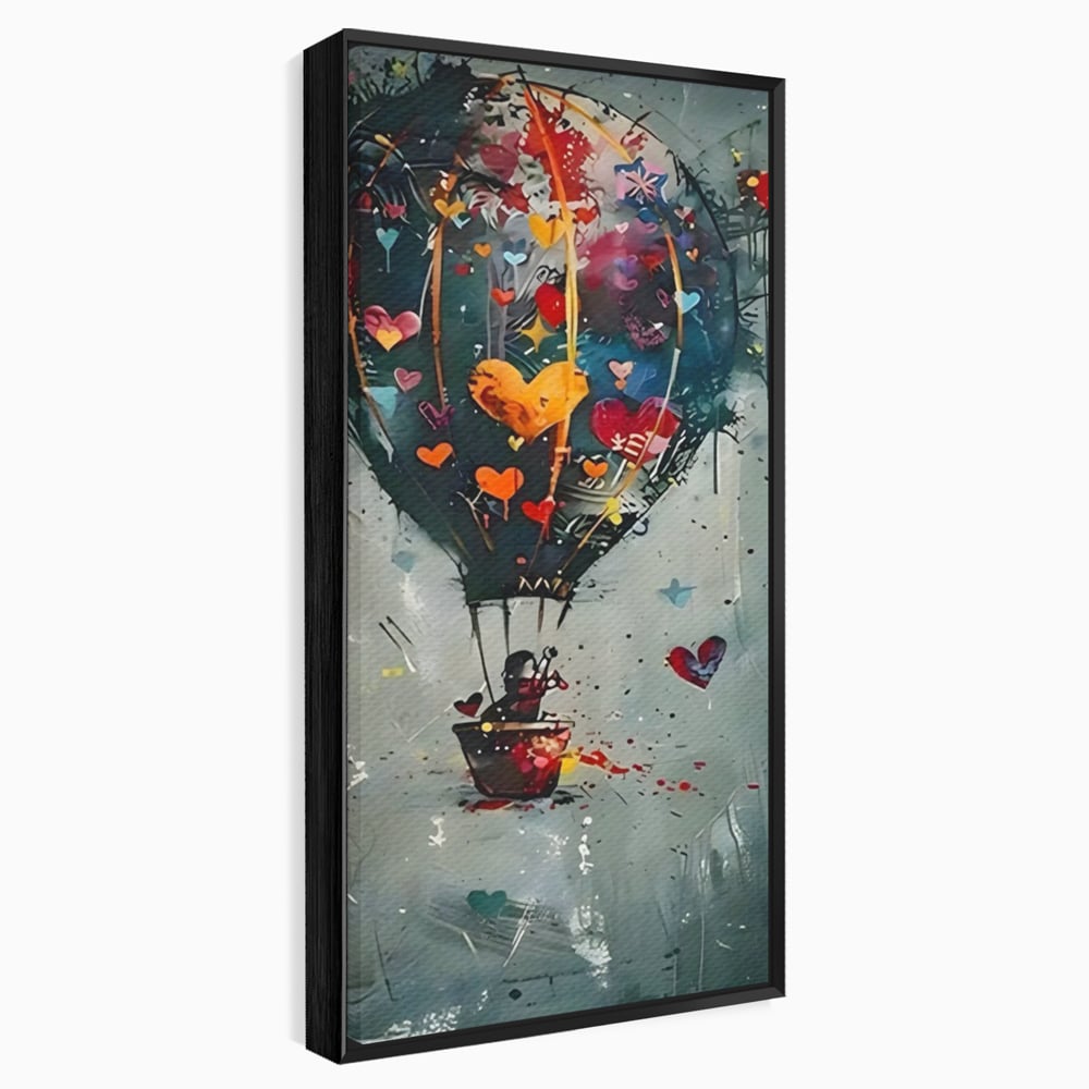 Leinwand Premium Canvas Wandbilder, LuxCanva® C1265, Fliegende Herzen, Entspannend, Liebe, Herz, Wohnzimmer, Lebendige Farben