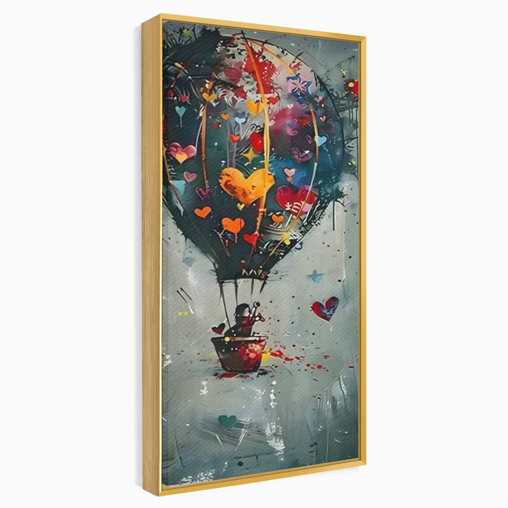 Leinwand Premium Canvas Wandbilder, LuxCanva® C1265, Fliegende Herzen, Entspannend, Liebe, Herz, Wohnzimmer, Lebendige Farben