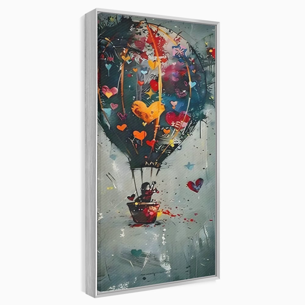 Leinwand Premium Canvas Wandbilder, LuxCanva® C1265, Fliegende Herzen, Entspannend, Liebe, Herz, Wohnzimmer, Lebendige Farben