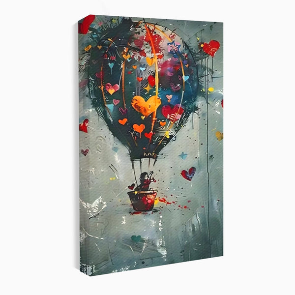 Leinwand Premium Canvas Wandbilder, LuxCanva® C1265, Fliegende Herzen, Entspannend, Liebe, Herz, Wohnzimmer, Lebendige Farben