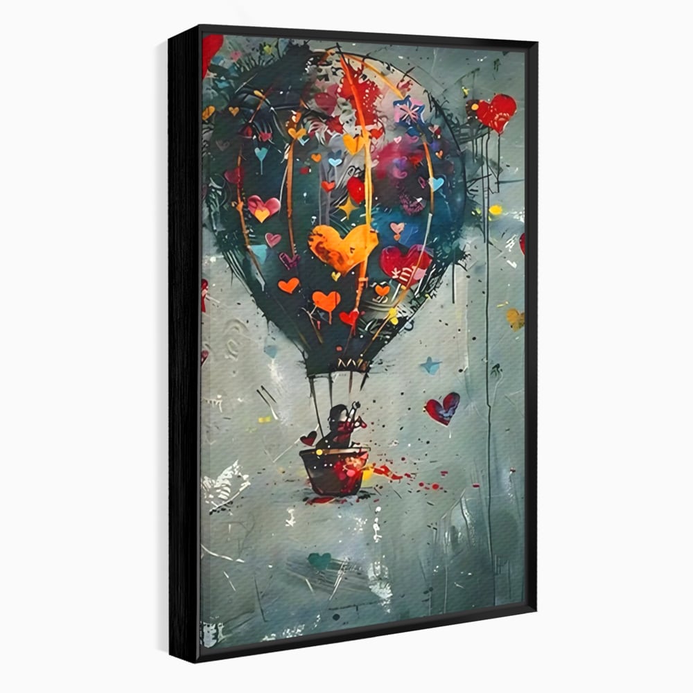 Leinwand Premium Canvas Wandbilder, LuxCanva® C1265, Fliegende Herzen, Entspannend, Liebe, Herz, Wohnzimmer, Lebendige Farben