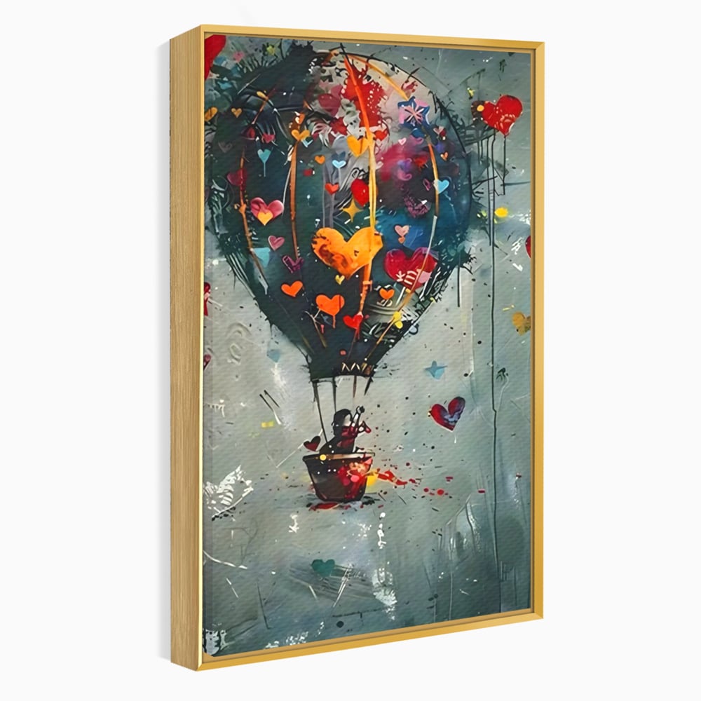 Leinwand Premium Canvas Wandbilder, LuxCanva® C1265, Fliegende Herzen, Entspannend, Liebe, Herz, Wohnzimmer, Lebendige Farben
