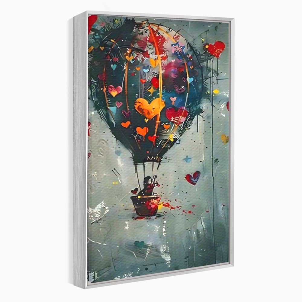 Leinwand Premium Canvas Wandbilder, LuxCanva® C1265, Fliegende Herzen, Entspannend, Liebe, Herz, Wohnzimmer, Lebendige Farben