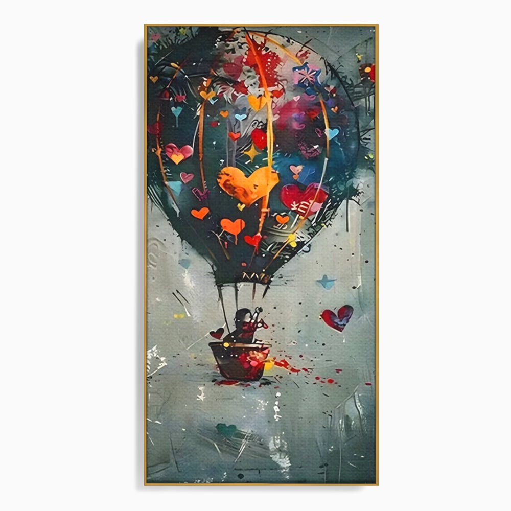 Leinwand Premium Canvas Wandbilder, LuxCanva® C1265, Fliegende Herzen, Entspannend, Liebe, Herz, Wohnzimmer, Lebendige Farben
