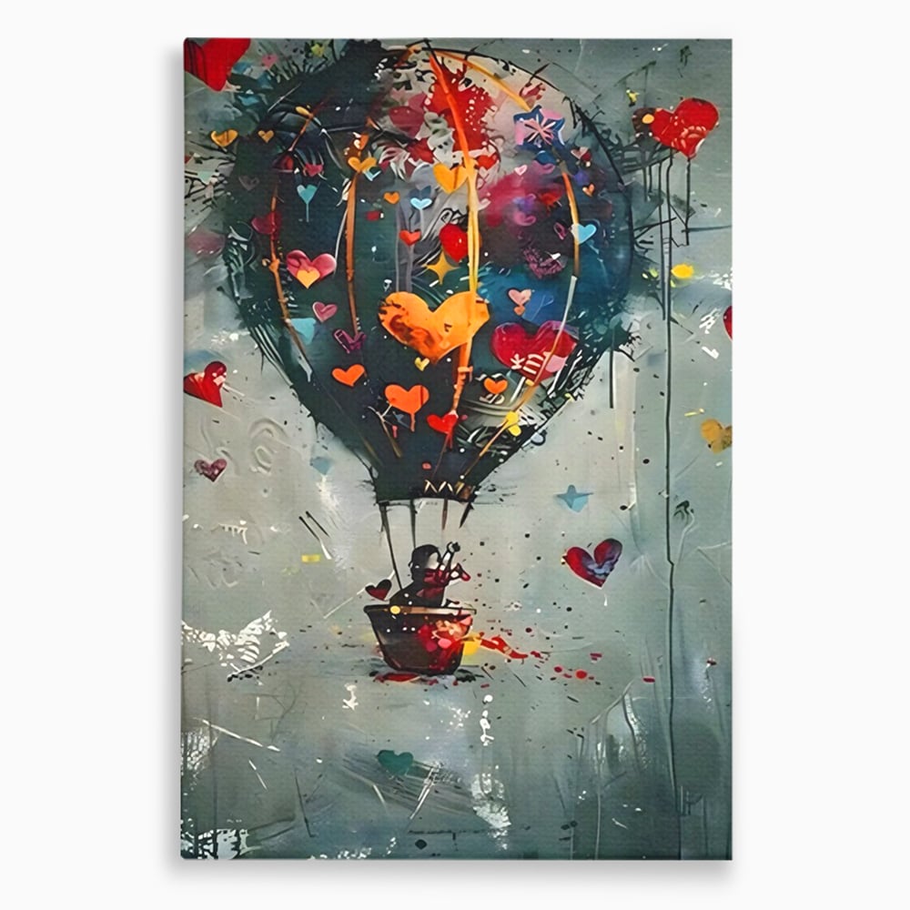 Leinwand Premium Canvas Wandbilder, LuxCanva® C1265, Fliegende Herzen, Entspannend, Liebe, Herz, Wohnzimmer, Lebendige Farben