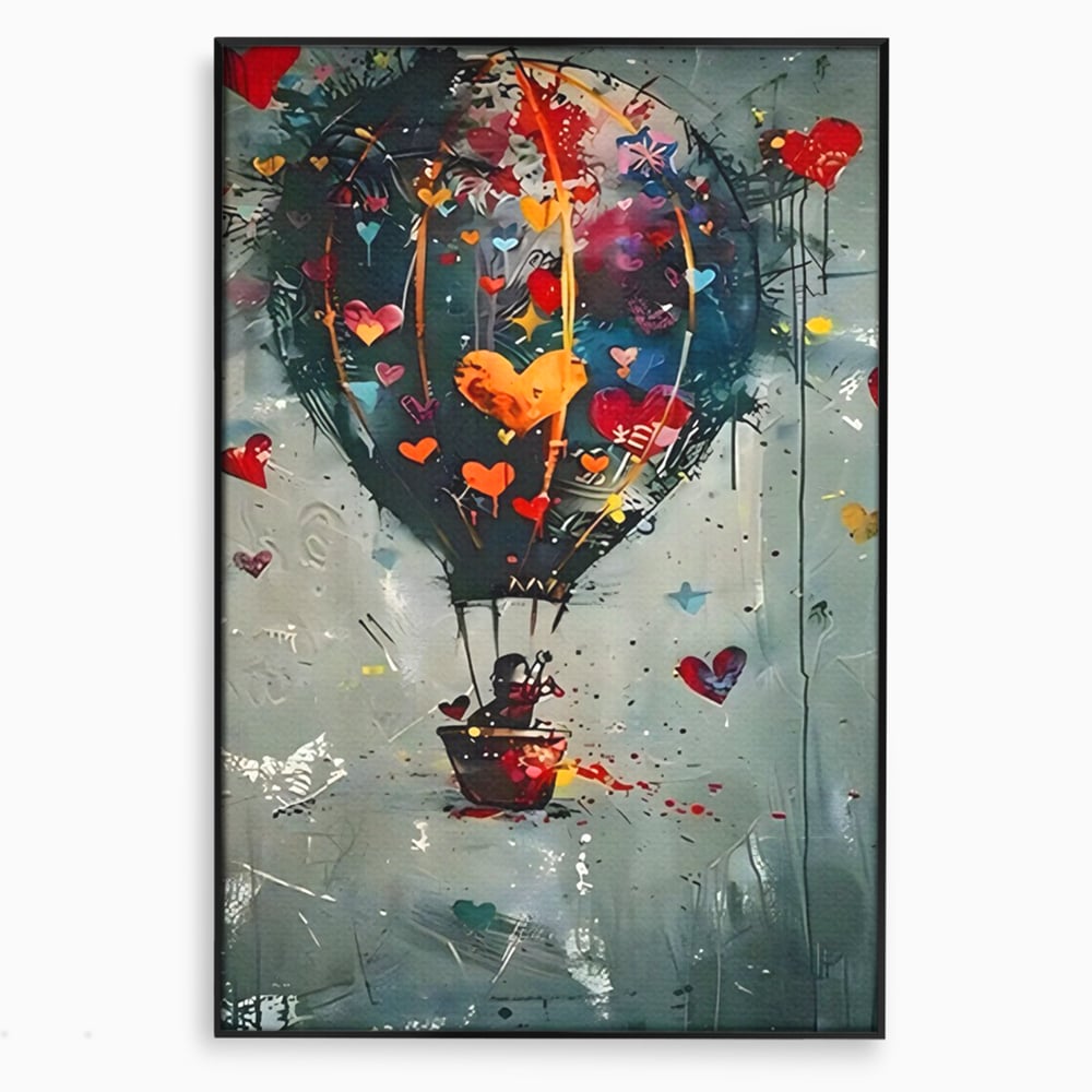 Leinwand Premium Canvas Wandbilder, LuxCanva® C1265, Fliegende Herzen, Entspannend, Liebe, Herz, Wohnzimmer, Lebendige Farben