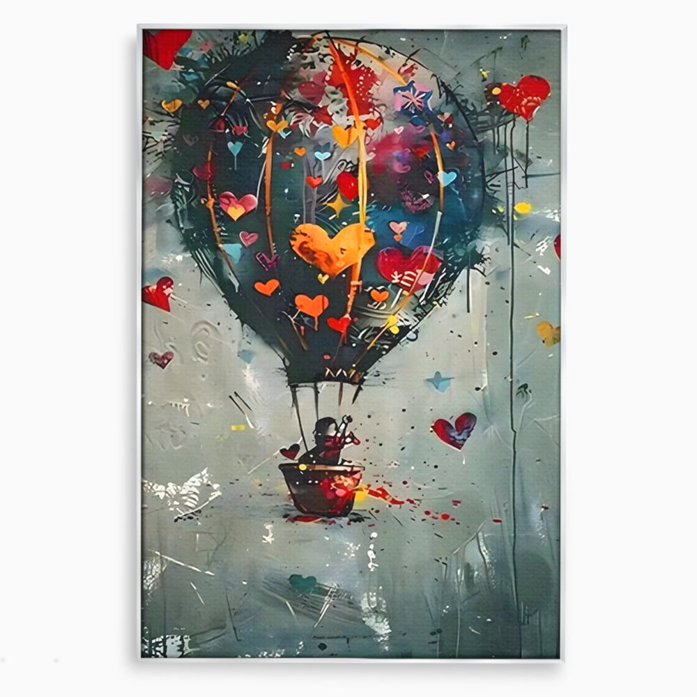 Leinwand Premium Canvas Wandbilder, LuxCanva® C1265, Fliegende Herzen, Entspannend, Liebe, Herz, Wohnzimmer, Lebendige Farben