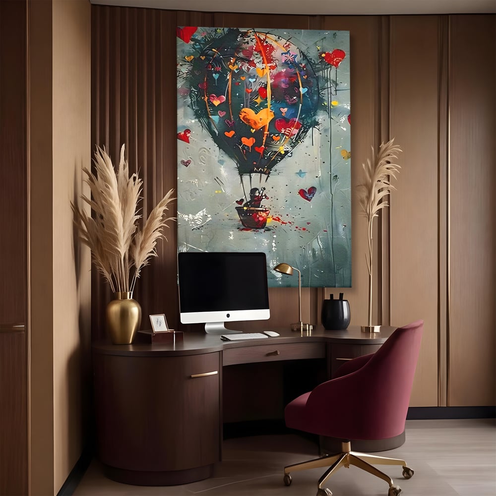 Leinwand Premium Canvas Wandbilder, LuxCanva® C1265, Fliegende Herzen, Entspannend, Liebe, Herz, Wohnzimmer, Lebendige Farben