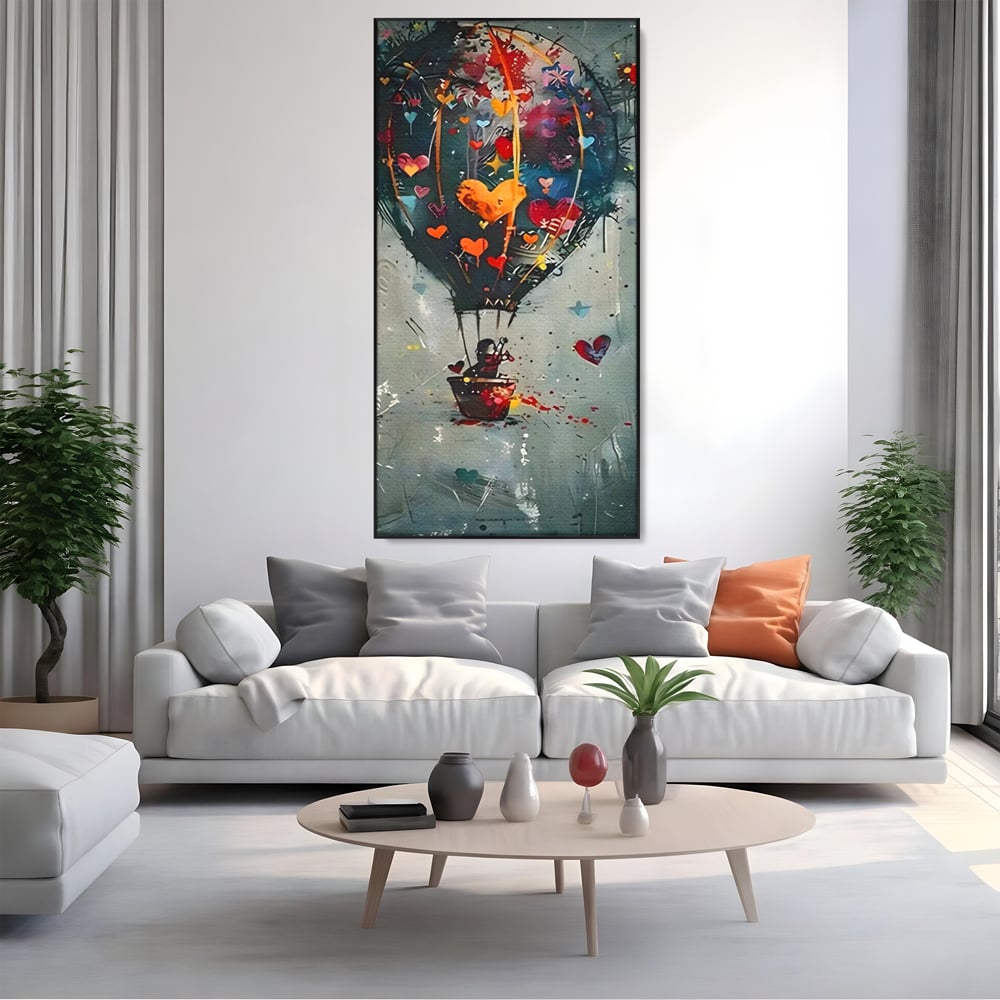 Leinwand Premium Canvas Wandbilder, LuxCanva® C1265, Fliegende Herzen, Entspannend, Liebe, Herz, Wohnzimmer, Lebendige Farben