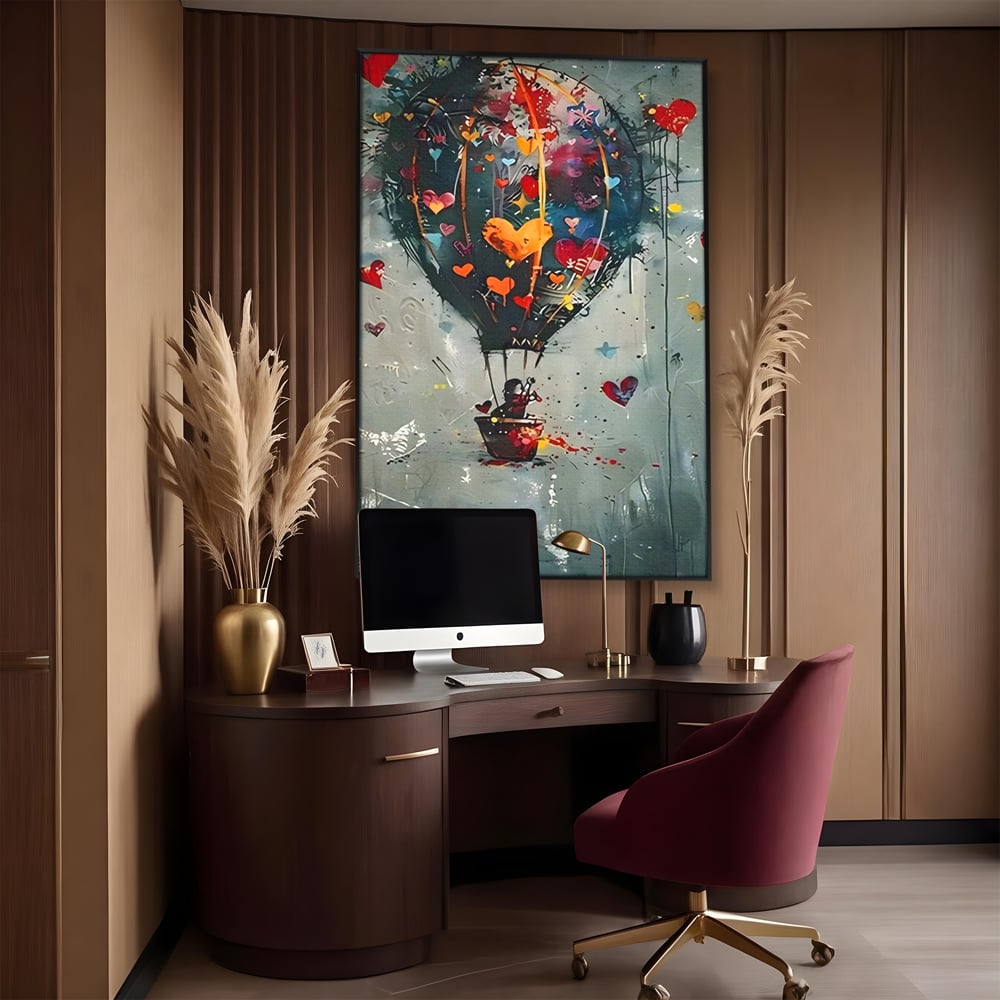 Leinwand Premium Canvas Wandbilder, LuxCanva® C1265, Fliegende Herzen, Entspannend, Liebe, Herz, Wohnzimmer, Lebendige Farben