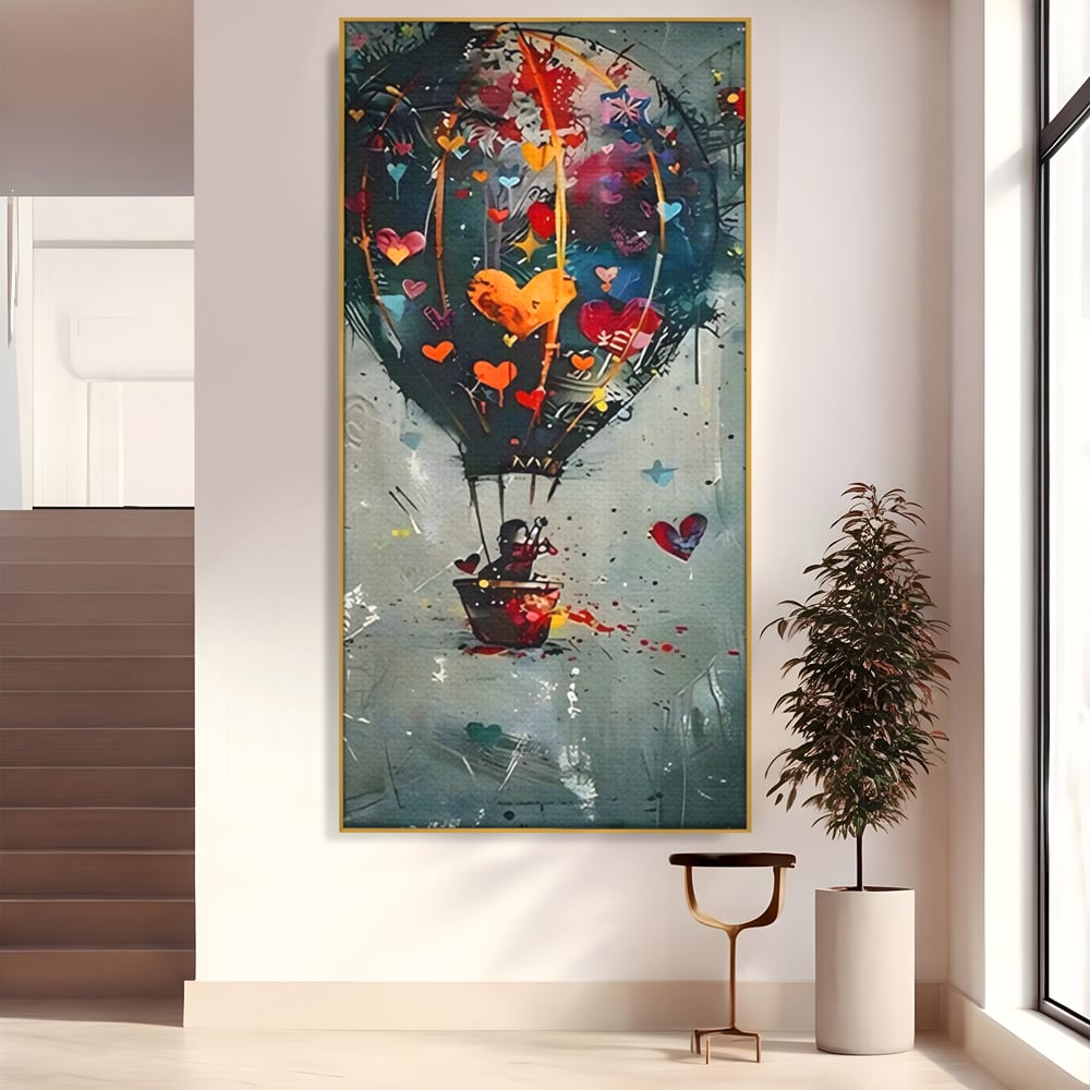 Leinwand Premium Canvas Wandbilder, LuxCanva® C1265, Fliegende Herzen, Entspannend, Liebe, Herz, Wohnzimmer, Lebendige Farben