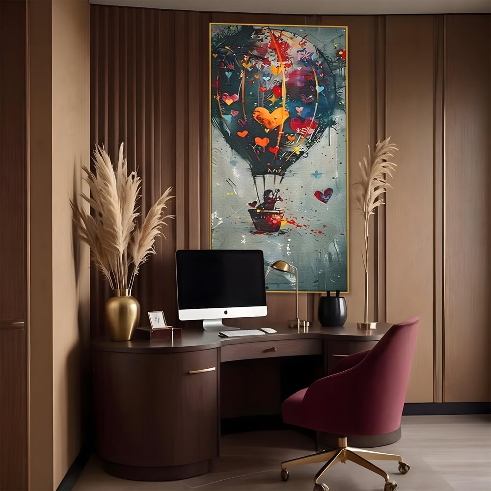 Leinwand Premium Canvas Wandbilder, LuxCanva® C1265, Fliegende Herzen, Entspannend, Liebe, Herz, Wohnzimmer, Lebendige Farben