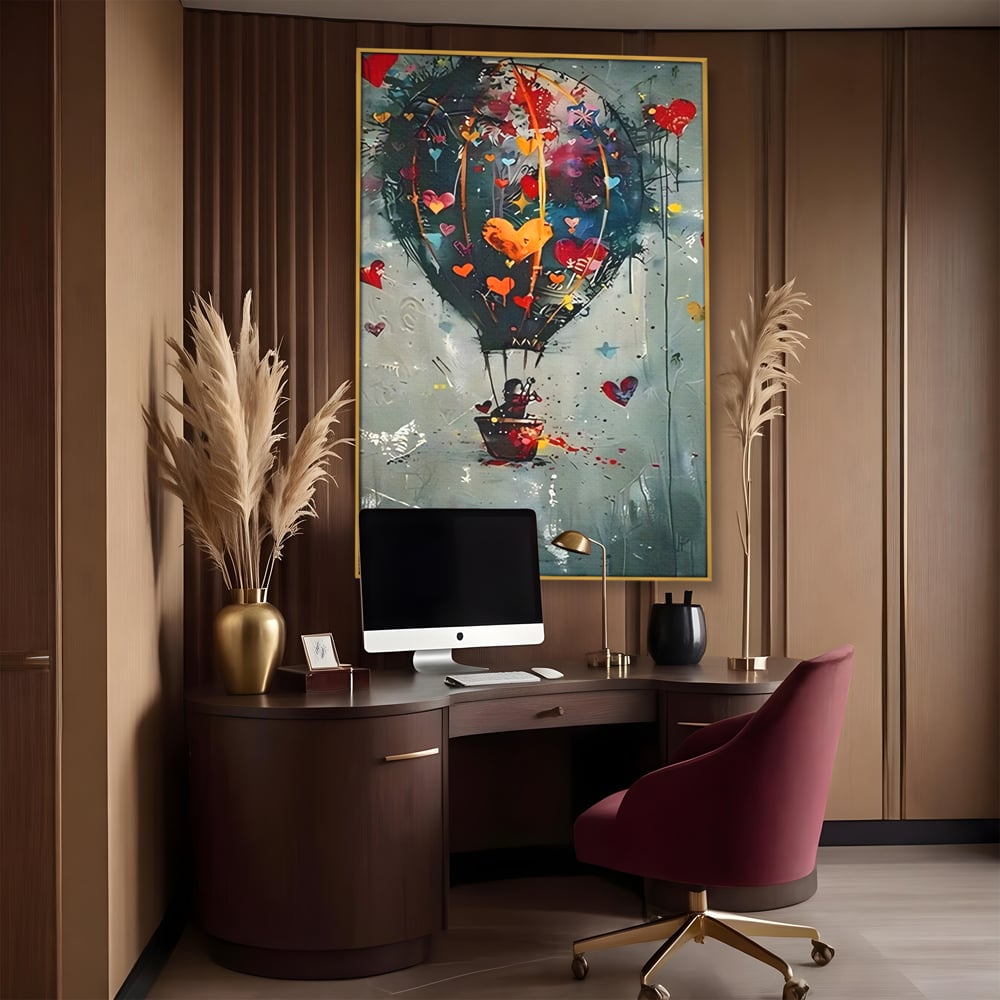 Leinwand Premium Canvas Wandbilder, LuxCanva® C1265, Fliegende Herzen, Entspannend, Liebe, Herz, Wohnzimmer, Lebendige Farben