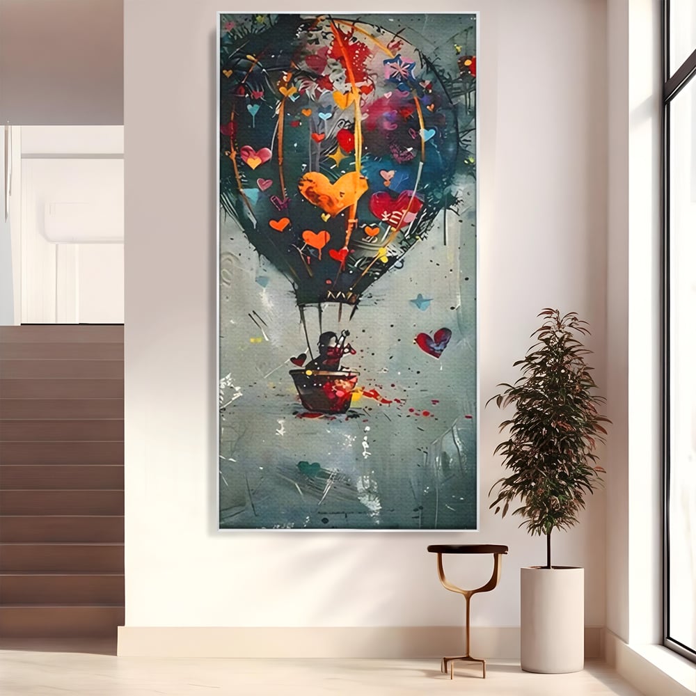 Leinwand Premium Canvas Wandbilder, LuxCanva® C1265, Fliegende Herzen, Entspannend, Liebe, Herz, Wohnzimmer, Lebendige Farben