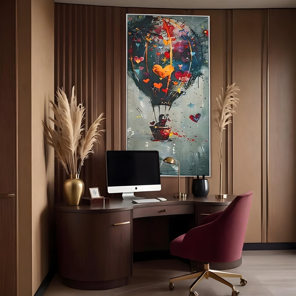 Leinwand Premium Canvas Wandbilder, LuxCanva® C1265, Fliegende Herzen, Entspannend, Liebe, Herz, Wohnzimmer, Lebendige Farben