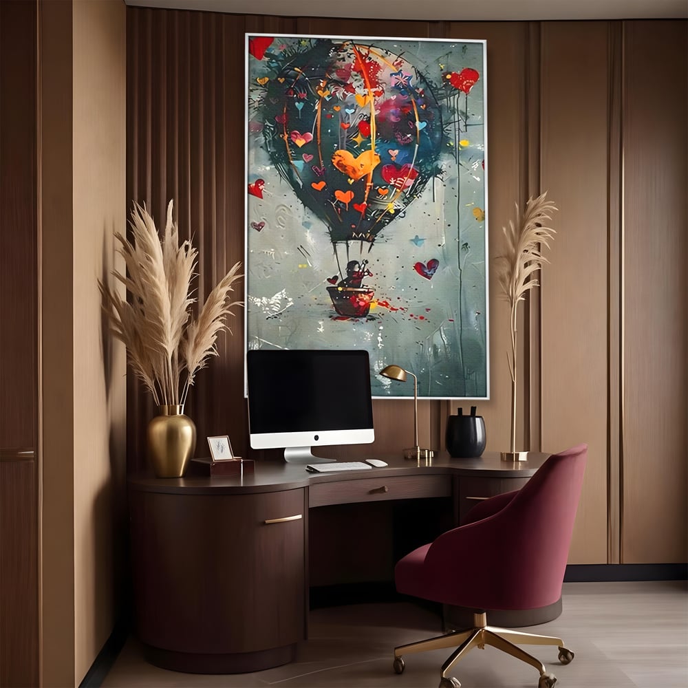 Leinwand Premium Canvas Wandbilder, LuxCanva® C1265, Fliegende Herzen, Entspannend, Liebe, Herz, Wohnzimmer, Lebendige Farben