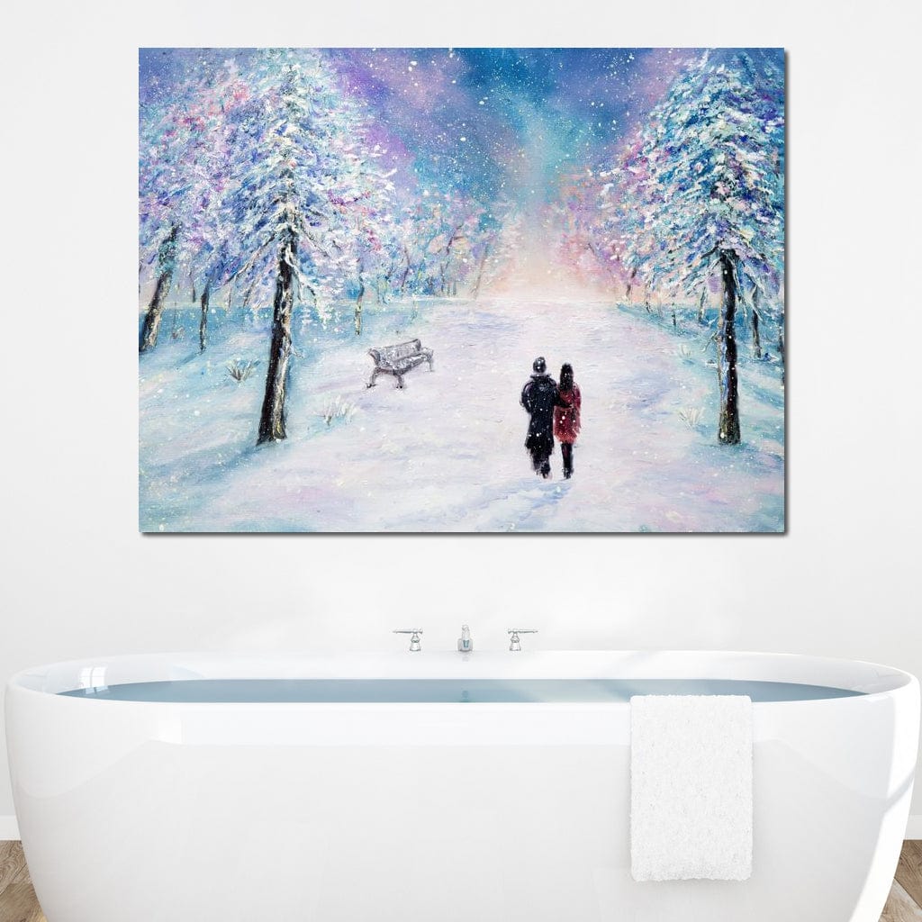 Tablou Canvas Premium LuxCanva® D1001, Plimbare de Iarna , Relaxare, Plimbare, Craciun, Alb, Parc, Zapada, Camera Copii, Dormitor