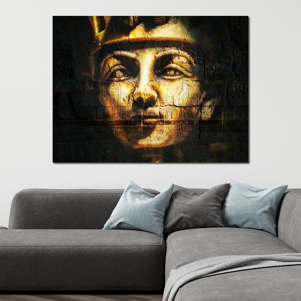 Tablou Canvas Premium, LuxCanva® O1051, Eternul Tutankhamon, Faraon, Privire, Egipt, Antic, Chip, Nil, Zei, Hieroglife, Istorie, Mister, Mitologie, Regalitate, Sacru, Simbolic, Birou, Living, Dormitor
