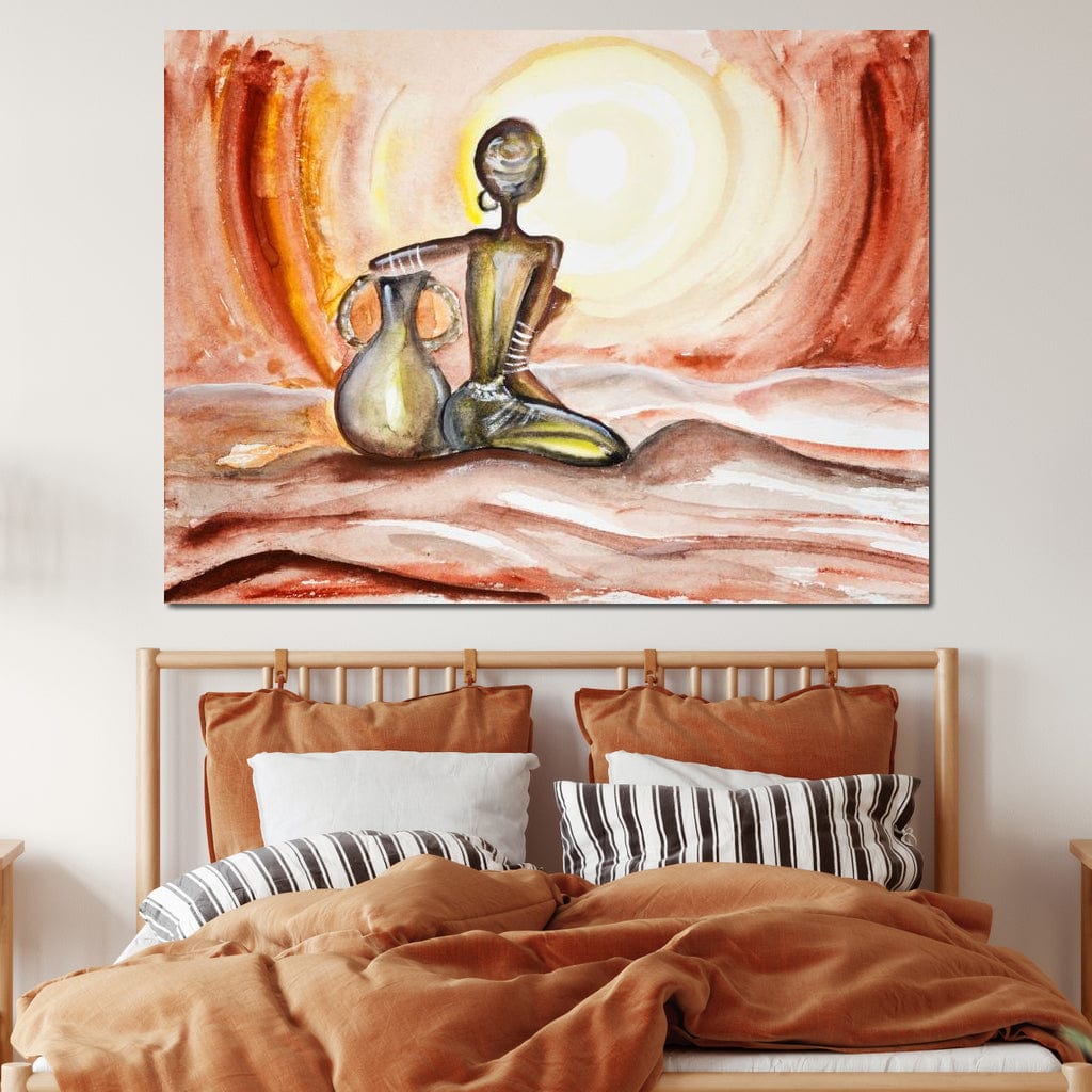 Tablou Canvas Premium LuxCanva® GL1070, Caldura Desertului , Ancestral, Spirit, Soare, Desert, Femeie, Apa, Nisip, Pustiu, Pamant, Living, Dormitor