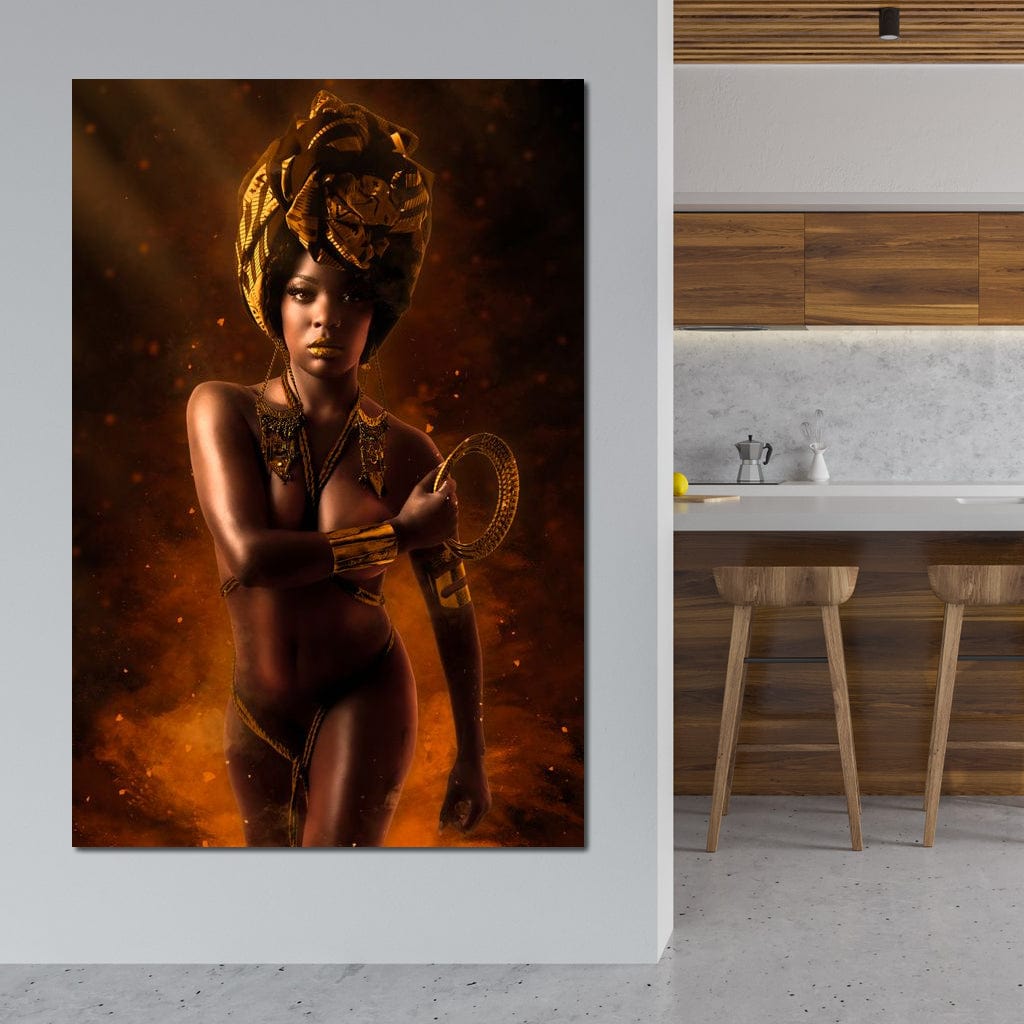 Tablou Canvas Premium, LuxCanva® G1206, Eterna Zeitate, Foc, Ritual, Forta, Turban, Mistic, Sacru, Aur, Incandescent Origine, Cultura, Ceremonie, Regalitate, Cosmic, Birou, Living, Dormitor