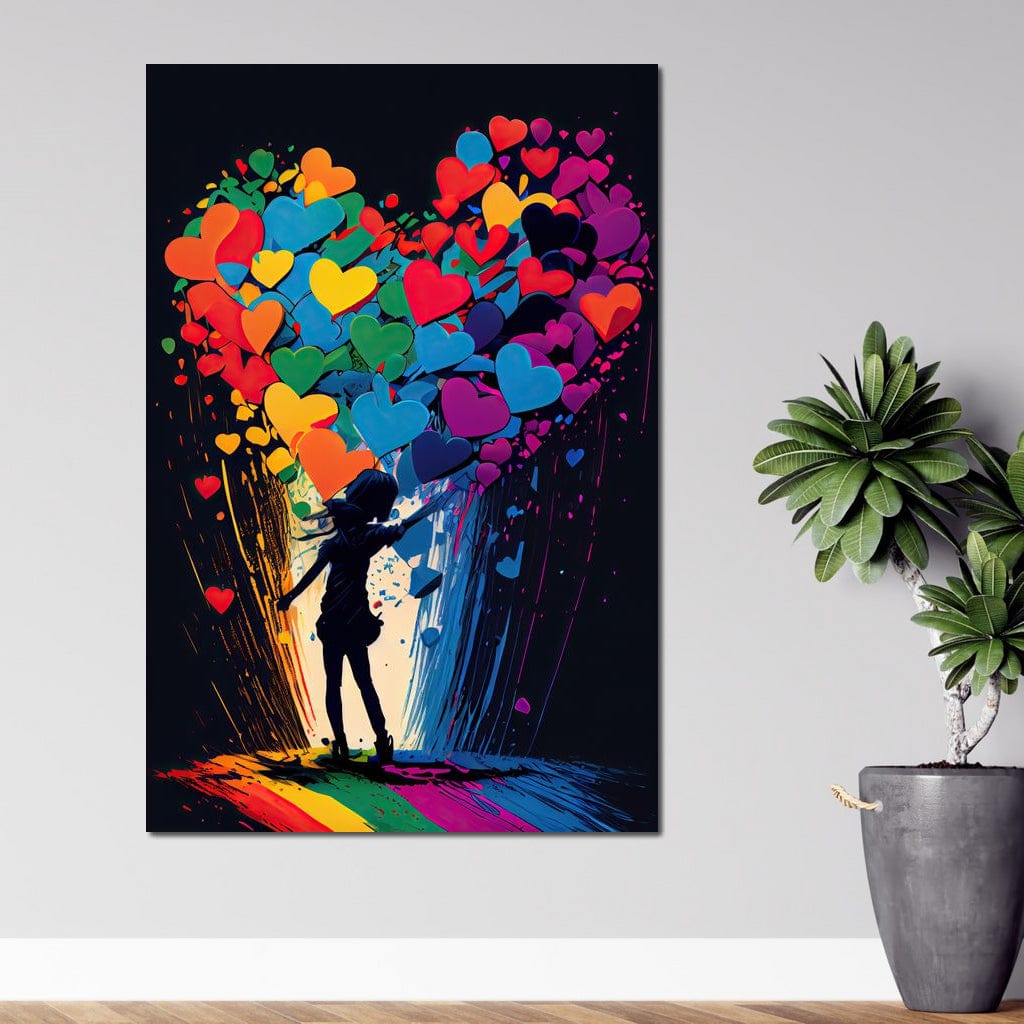 Tablou Canvas Premium LuxCanva® E1023, Puterea Iubirii, Tineresc, Curcubeu, Expresie, Armonie, Creativ, Living Room, Culori vibrante