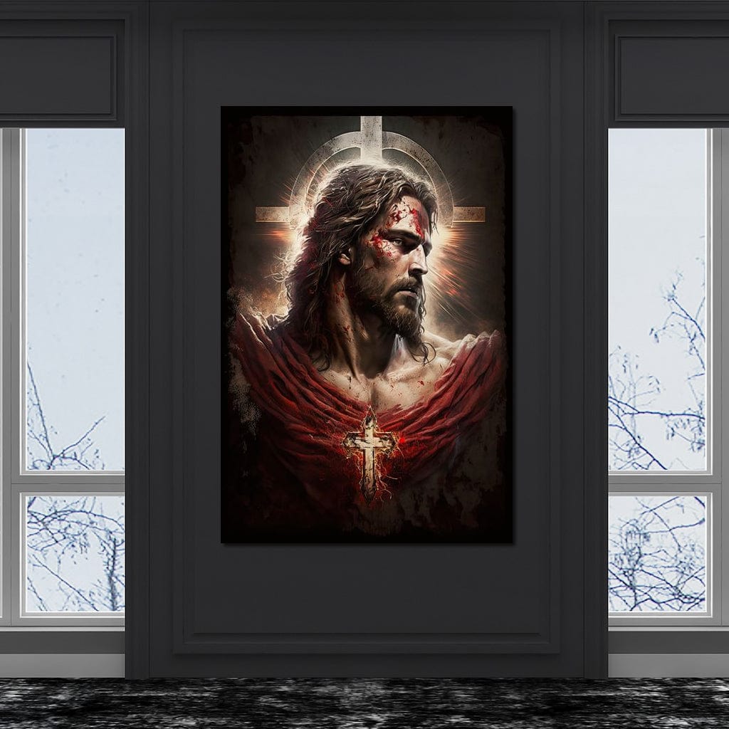 Tablou Canvas Premium LuxCanva® H1033, Jertfa Divina, Iisus, Credinta, Sacrificiu, Mantuire, Suferinta si Speranta, Martiriu, Biruinta, Arta Religioasa, Living, Dormitor