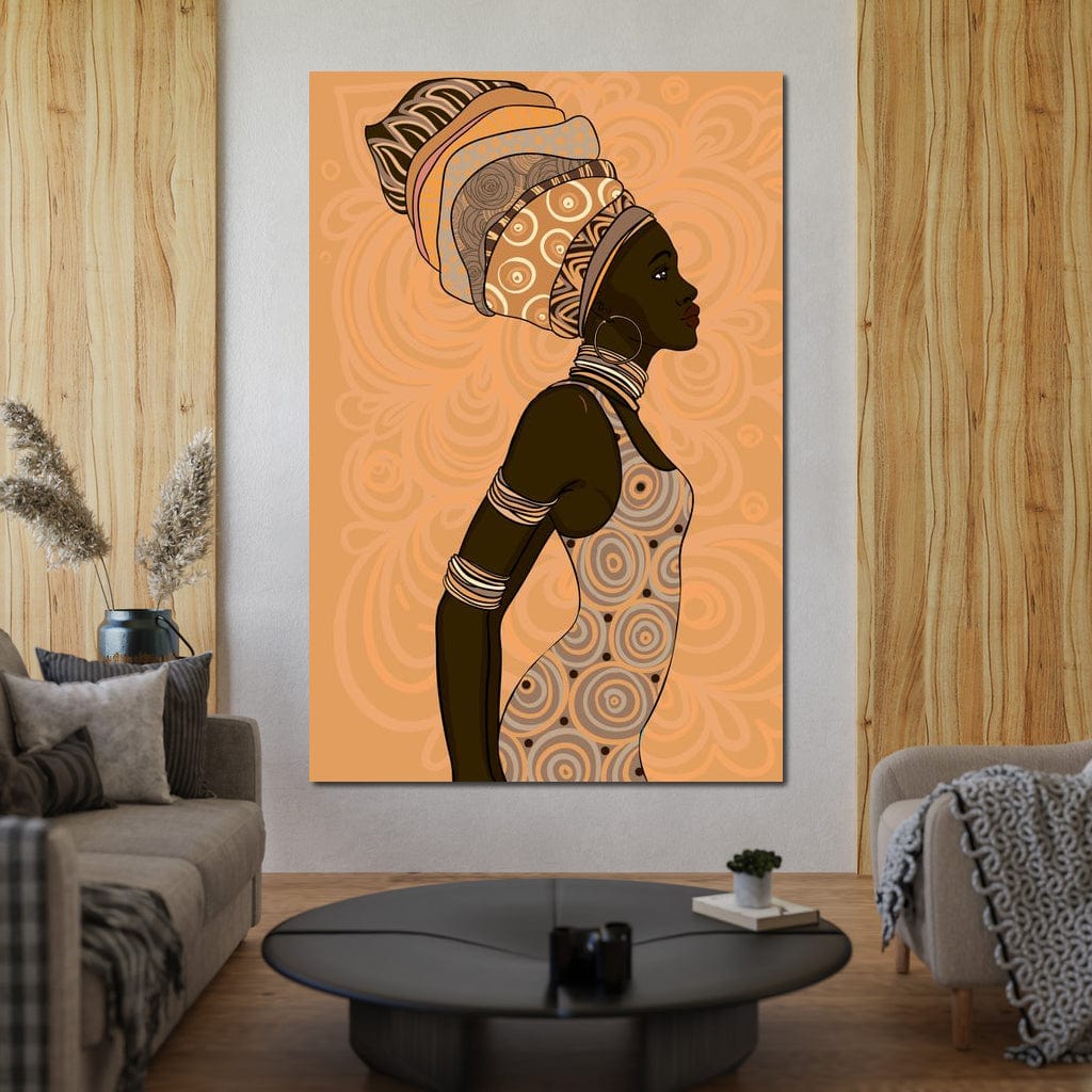 Tablou Canvas Premium, LuxCanva® G1074, Traditie si Modernitate, Africa, Continent, Feminitate, Exotic, Turban, Gratie, Soare, Bratari, Living, Dormitor
