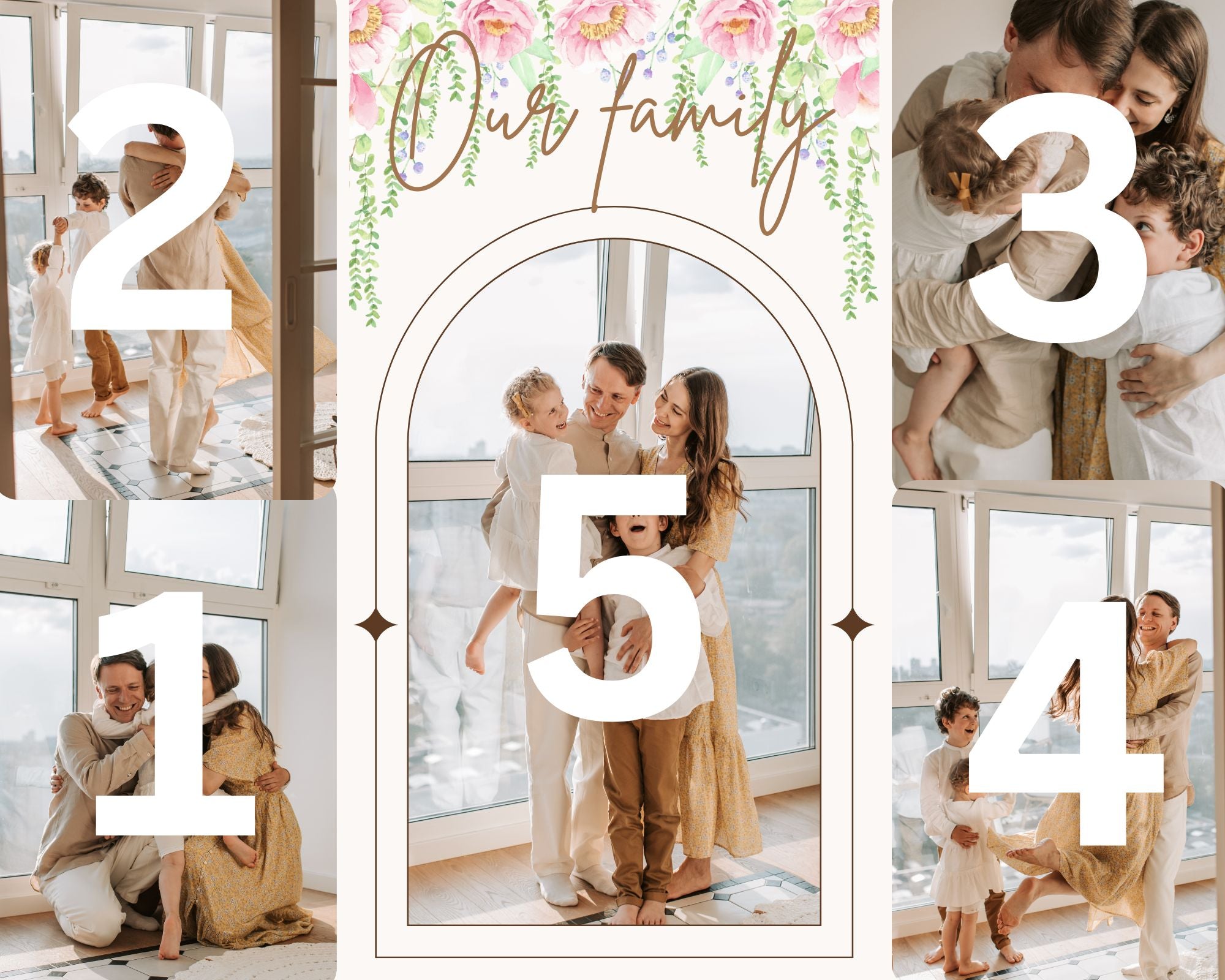 Tablou Canvas Personalizat cu 5 Poze Pentru Familie 