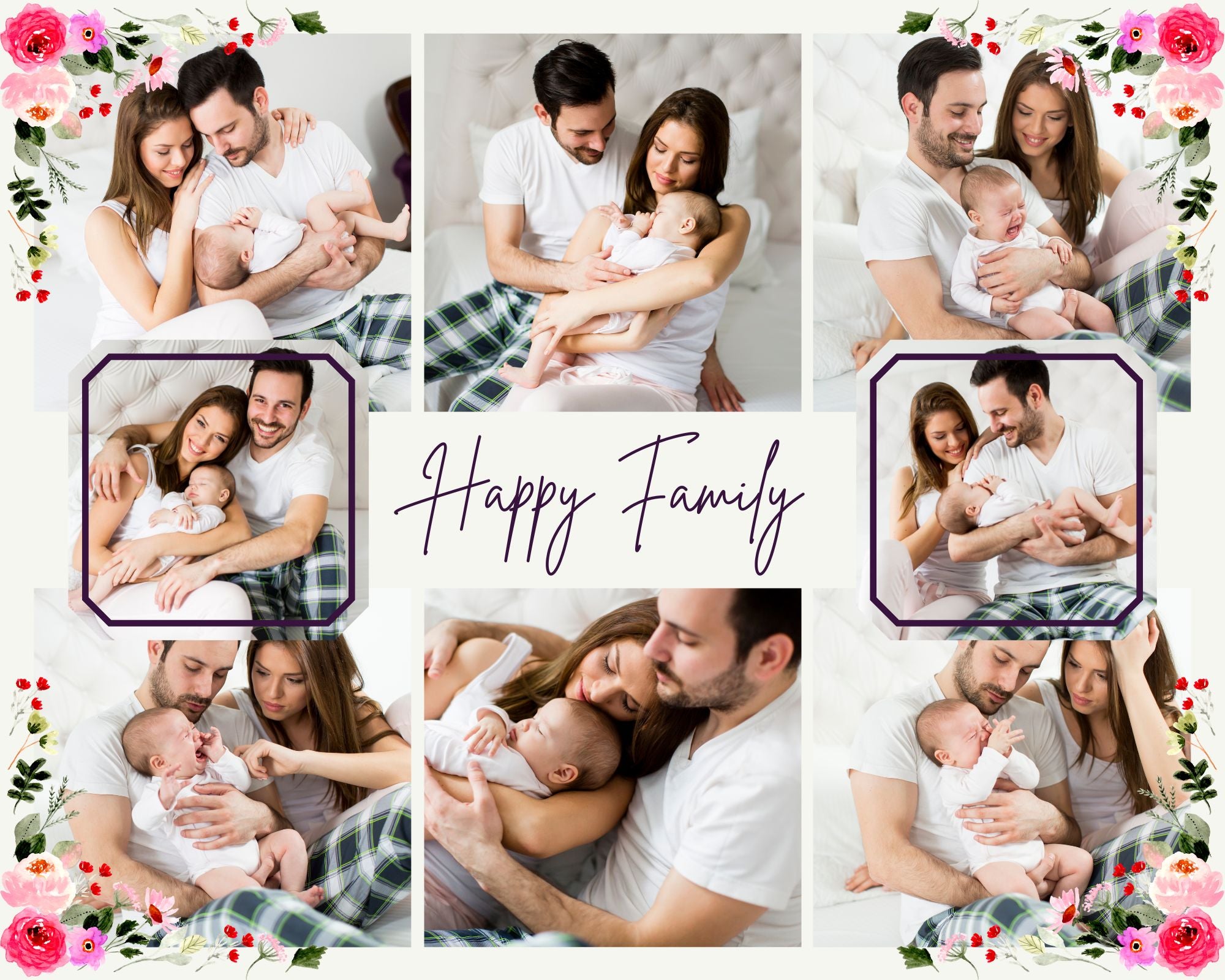 Tablou Canvas Personalizat cu 8 Poze Pentru Familie 